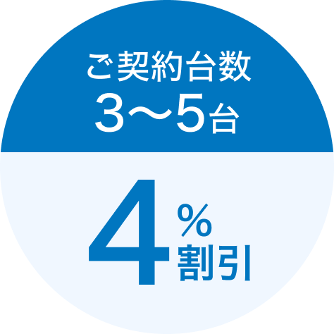 ご契約台数3～5台4%割引