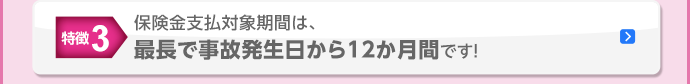 特徴3 保険金支払対象期間は、最長で事故発生日から12か月間です！
