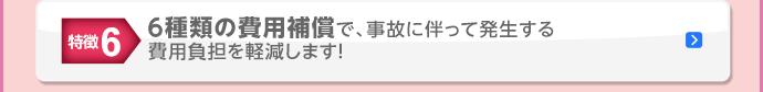 特徴6 6種類の費用補償で、事故に伴って発生する費用負担を軽減します！