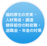 福利厚生の充実・人材育成・調達 健保組合の財政難・退職金・年金の対策