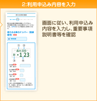 2 利用申込み内容を入力 画面に従い、利用申込み内容を入力し、重要事項説明書等を確認