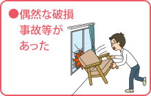 偶然な破損事故等があった